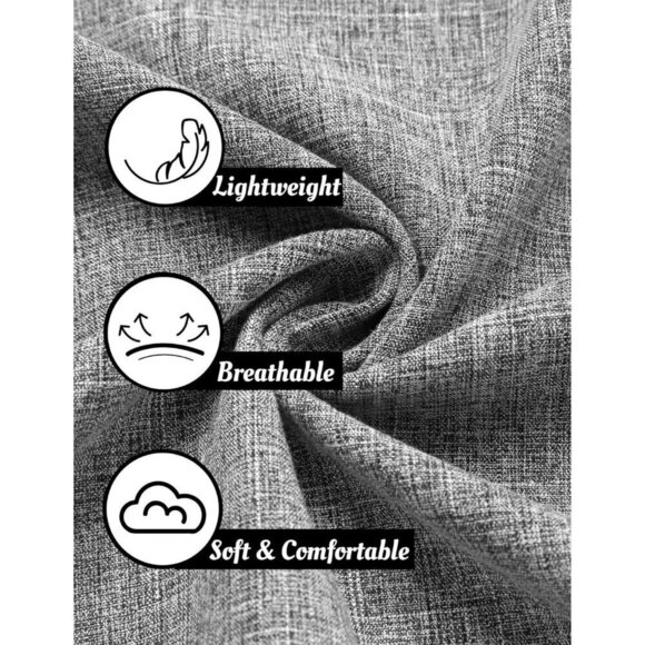 Men Gray Linen Short Sleeve Casual Shirts Button Down Shirt Beach Summer Shirt - Picture 5 of 6